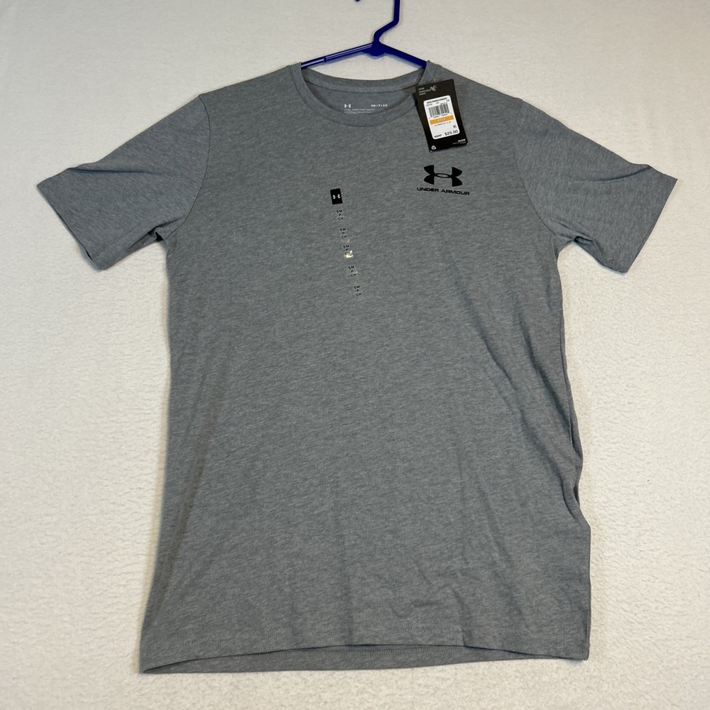 Under Armour Mens Sportstyle Left Chest T-Shirt Grey Small UA Logo 1326799-036